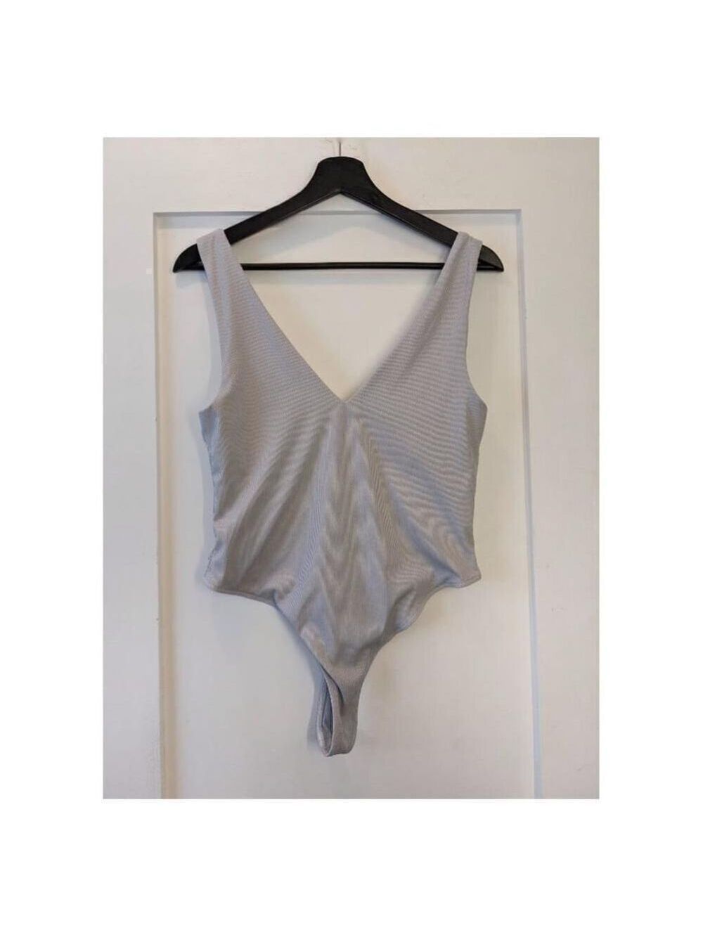 NWT House of Harlow 1960 | Silver Ribbed Bodysuit